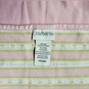Carter's Baby Girl Blanket Pink Bunny Flowers JOY IS Vintage Rare
